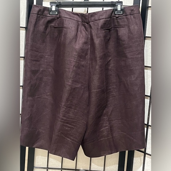 Talbots Chocolate IRISH Linen VINTAGE BERMUDA UTILITY SHORTS, WOMEN SIZE 18 - Picture 7 of 13